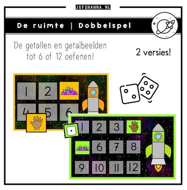 Lesmateriaal Thema de ruimte | Dobbelspellen van auteur Juf Shanna