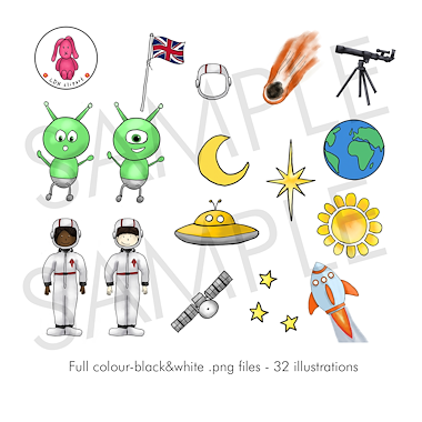 Lesmateriaal De astronaut - Clip art (rechtenvrij te gebruiken) van auteur LDN Clipart slide 2