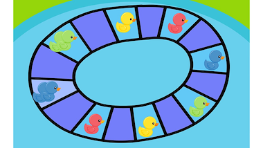 Lesmateriaal eendjes vissen - gezelschapsspel - kleurenspel van auteur Little Play Friends slide 2