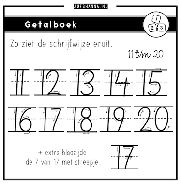 Lesmateriaal Getallen | Getalboek 11 t/m 20 van auteur Juf Shanna slide 2