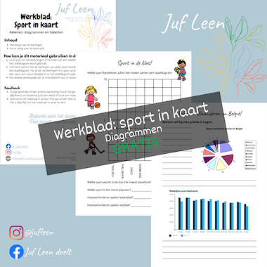 Lesmateriaal Werkblad diagrammen (thema sport) van auteur Juf Leen