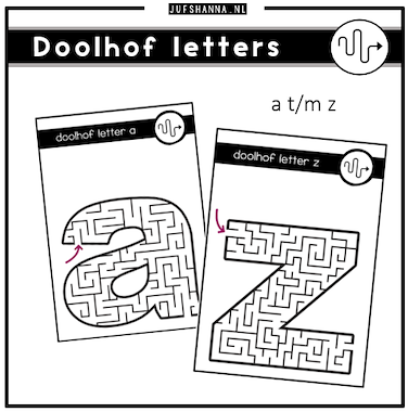 Lesmateriaal Kaartjes doolhof letters van auteur Juf Shanna