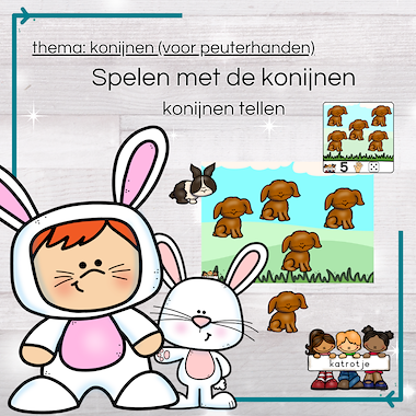 Lesmateriaal konijnen tellen (voor peuterhanden) van auteur katrotje