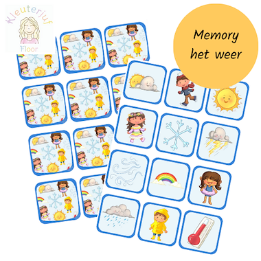 Lesmateriaal Memory het weer  van auteur Kleuterjuf_floor