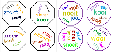 lesmateriaal Dobble eer oor eur en aai ooi oei van auteur Janet Baptist