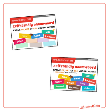 Lesmateriaal Wandplaten woordsoorten van auteur Meester Maxim slide 2