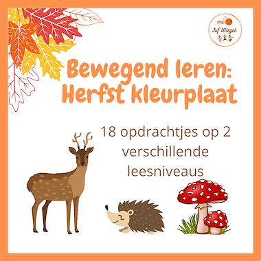 Lesmateriaal Bewegend leren: herfst kleurplaat opdrachtjes van auteur Juf Wiezel