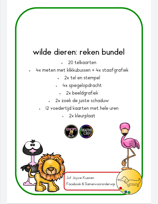 Lesmateriaal Wilde dieren : reken bundel  van auteur JufJoyceKuenen slide 2
