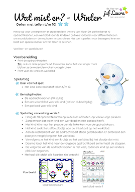 Lesmateriaal Winter - Wat mist er? - Tellen t/m 10 (**-versie) van auteur De klas van juf Laura slide 4