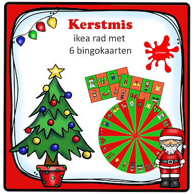 Lesmateriaal ikea rad Kerstmis met 6 bingokaarten van auteur juf Karen