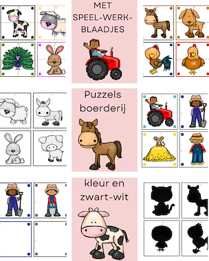Lesmateriaal De boerderij - puzzelspelletjes van auteur Little Play Friends
