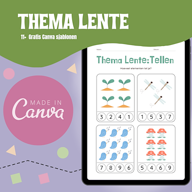 Lesmateriaal thema lente Canva templates/sjablonen van auteur Kelly Meeus