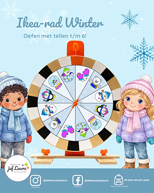 Lesmateriaal Winter - Ikea-rad - Tellen t/m 6 van auteur De klas van juf Laura