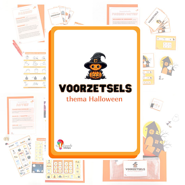 Lesmateriaal Voorzetsels thema Halloween van auteur Logopedie Ideetjes