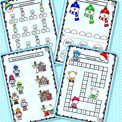 Lesmateriaal Winterboekje rekenen voor groep 3 of eerste leerjaar van auteur Juffertje Lies slide 3