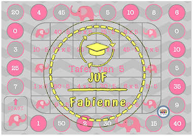 Lesmateriaal Tafel van 5 - Spelbord - Olifanten. van auteur Juf_Fabienne