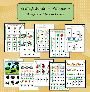 Lesmateriaal Spelletjesbundel Plakmap Busybook Lente van auteur Jabbedabbedoe slide 1