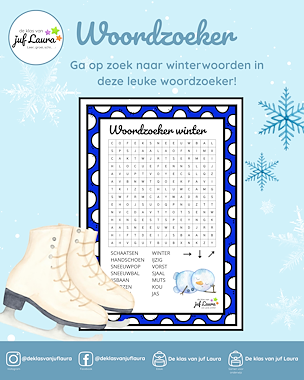 Lesmateriaal Winter - Woordzoeker van auteur De klas van juf Laura