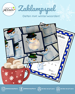 Lesmateriaal Winter - Zaklampspel - Spelling van auteur De klas van juf Laura