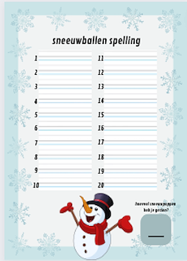Lesmateriaal sneeuwballen spelling eeuw, ieuw, uw woorden van auteur Juf Kitty B