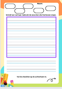 Lesmateriaal schrijf een verhaal (met checklist) van auteur Juf Kitty B