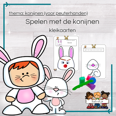 Lesmateriaal kleikaarten met konijnen van auteur katrotje