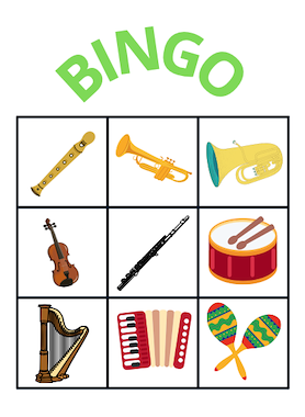 Lesmateriaal Bingo muziekinstrumenten van auteur Juf EvVa