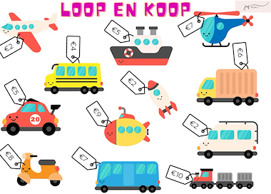Lesmateriaal Loopspel: loop en koop: betalen tot 20 euro van auteur juf_veerle slide 1