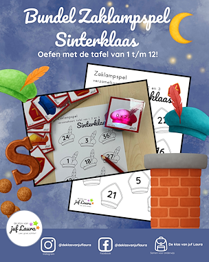 Lesmateriaal Sinterklaas - Zaklampspel - Bundel tafel van 1 t/m 12 van auteur De klas van juf Laura