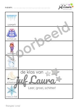 Lesmateriaal Winter - Stempelen van auteur De klas van juf Laura slide 3