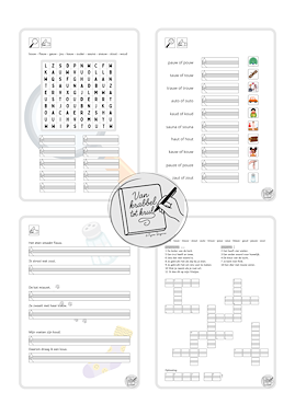 Lesmateriaal Klinkt hetzelfde, maar schrijf het goed! Versie ou en au van auteur Van krabbel tot krul slide 4