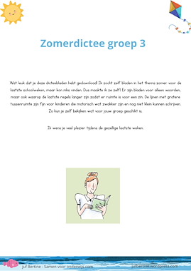 Lesmateriaal Zomer dictee groep 3 van auteur Juf Bertine