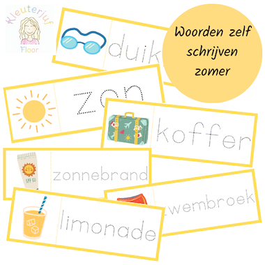 Lesmateriaal Woordkaarten zomer zelf schrijven van auteur Kleuterjuf_floor
