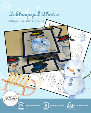 Lesmateriaal Winter - Zaklampspel - Tafel van 4 t/m 6 van auteur De klas van juf Laura slide 1