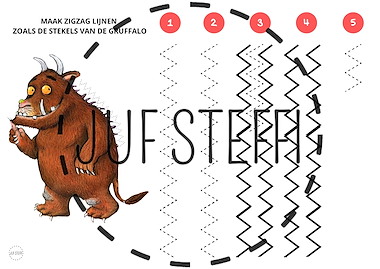 Lesmateriaal schrijfhoek schrijfpatronen - de Gruffalo van auteur Juf Steffi