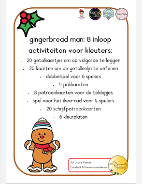 Lesmateriaal Gingerbread man: 8 inloop activiteiten voor kleuters van auteur JufJoyceKuenen slide 2