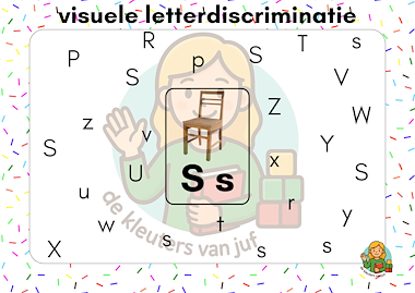Lesmateriaal Visuele discriminatie: mix van hoofd- en kleine letters van auteur De kleuters van juf Naomi slide 2