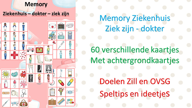 Lesmateriaal Memory - ziek zijn - ziekenhuis - dokter van auteur Little Play Friends slide 3