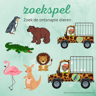 Lesmateriaal dierentuin - zoek de ontsnapte dieren van auteur Nanny Melissa