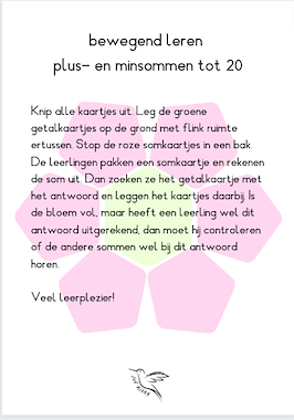 Lesmateriaal bewegend leren, plus- en minsommen tot 20 van auteur Juf Kitty B