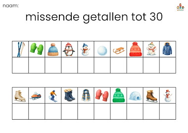Lesmateriaal Missende getallen tot 30 bewegend leren winter van auteur de beweegjuf slide 2