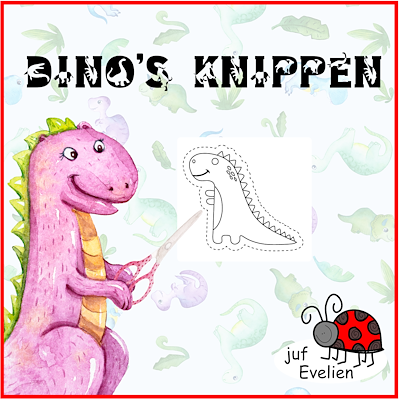 Lesmateriaal dino's knippen van auteur juf Evelien