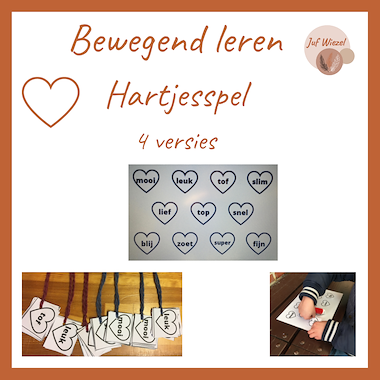 Lesmateriaal Bewegend leren: hartjesspel van auteur Juf Wiezel