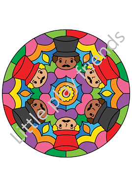 Lesmateriaal Kleuren naar voorbeeld/mandala thema circus van auteur Little Play Friends slide 4