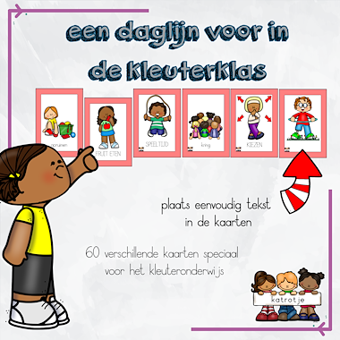 Lesmateriaal daglijn voor in de kleuterklas (rode rand) van auteur katrotje