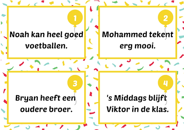 Lesmateriaal Zoekspel - onderwerp en persoonsvorm van auteur Juf Tessa deelt slide 2