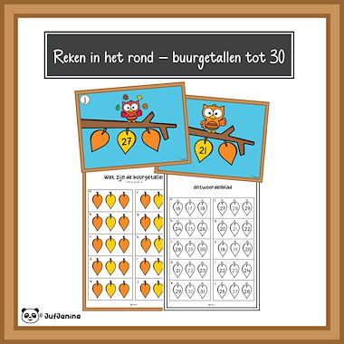 Lesmateriaal Bewegend leren - buurgetallen tot 30 (Herfst) van auteur Juf Janina slide 4