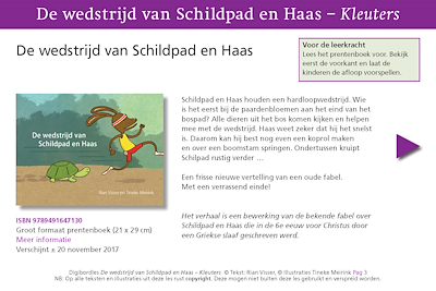 Lesmateriaal De wedstrijd van Schildpad en Haas, digibordles van auteur Rian Visser