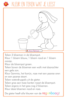 Lesmateriaal De lente: Kleur en teken wat je leest van auteur Meisje Eigenwijsje