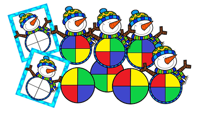 Lesmateriaal wiskundig spel met kleuren, de sneeuwmannen van auteur Little Play Friends